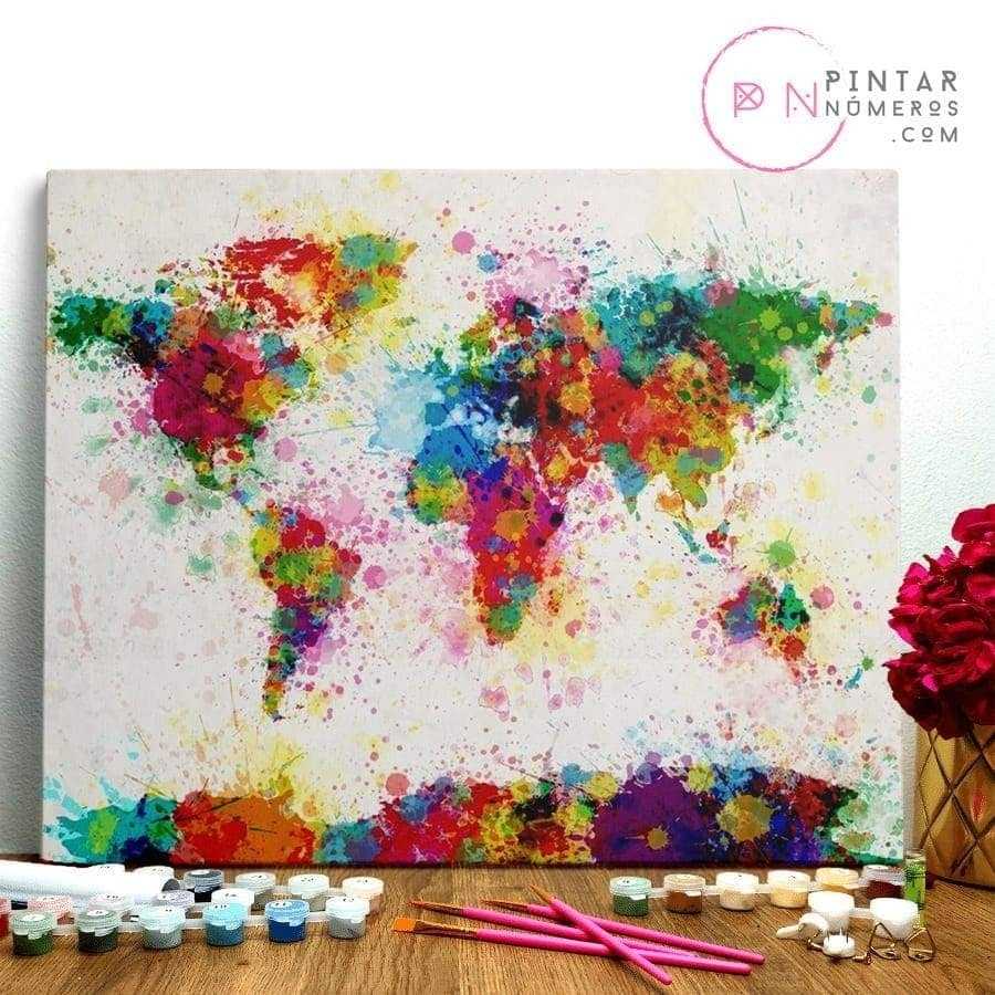 Carte du monde - Kit de peinture numérotée - Pintar Números